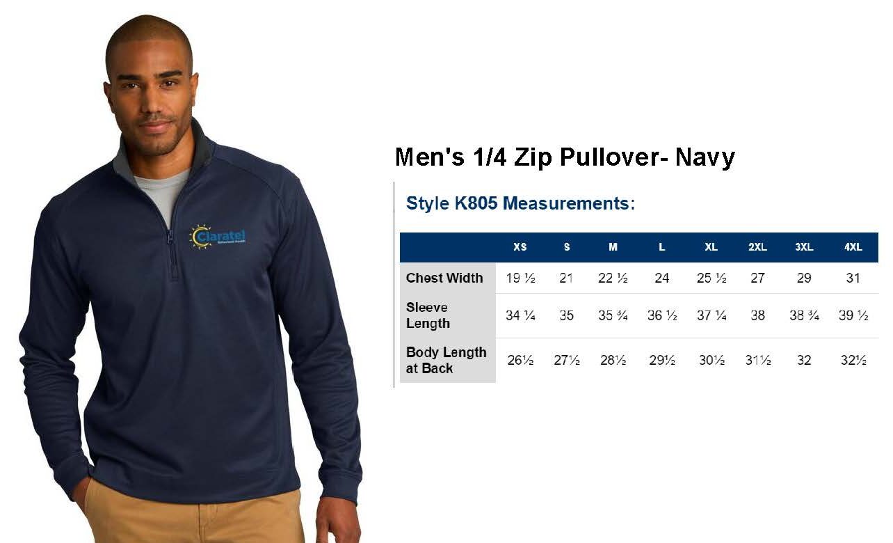 Men's 1/4 Zip Pullover - Navy