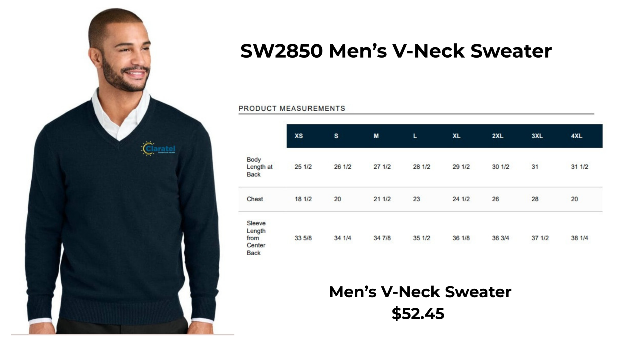 Men's V-Neck Sweater - Navy