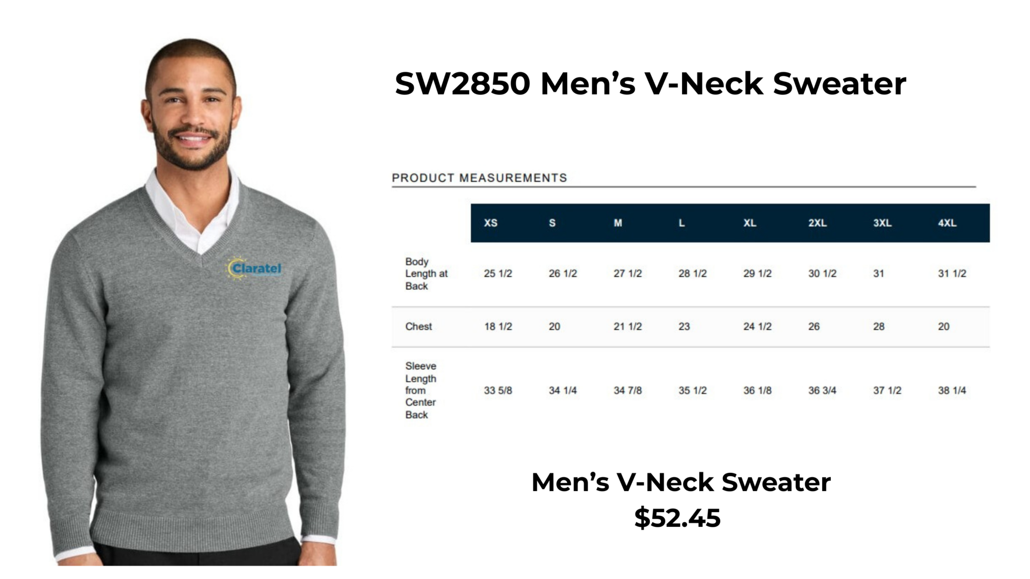 Men's V-Neck Sweater - Gray